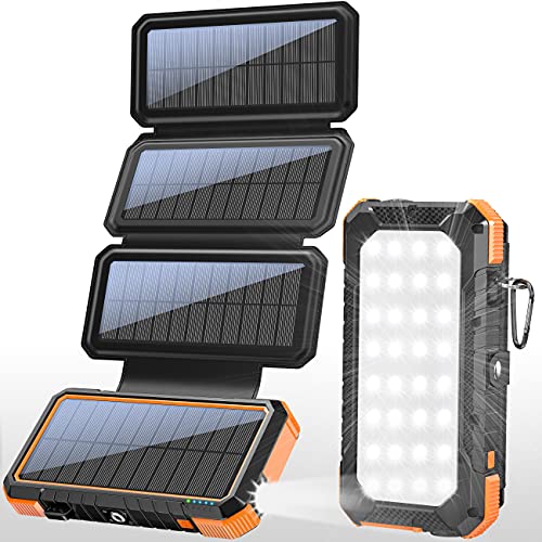 BLAVOR Solar Charger 20000mAh Power Bank,18W 3A Fast Charger Outdoor External Battery with 4 Solar...