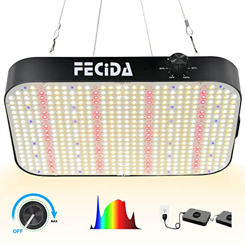 FECiDA 600W Grow Light, Regulable Focos LED Cultivo Interior, Lamparas LED de Planta de Espectro...