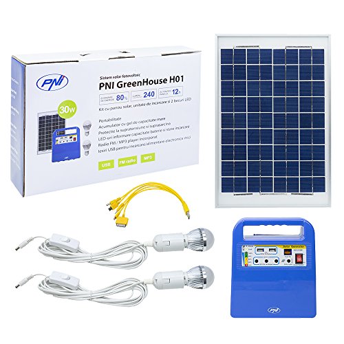 PNI Panel Solar, Sistema de energía Solar portátil, generador de energía Greenhouse H01 30W con...